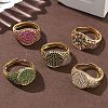 Brass Micro Pave Cubic Zirconia Cuff Rings for Women RJEW-A069-13G-1