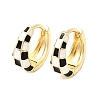 Tartan Pattern Brass Enamel Hoop Earrings for Women EJEW-G460-01G-4