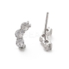 Brass Micro Pave Clear Cubic Zirconia Stud Earrings EJEW-R016-01P-4