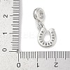 Brass Clear Cubic Zirconia Horseshoe European Dangle Charms KK-Q028-56P-3
