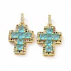 Brass Micro Pave Clear Cubic Zirconia Pendants ZIRC-F135-24G-04A-2