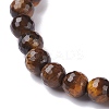 Cherry Quartz Glass & Tiger Eye Round Beads Stretch Bracelet for Women BJEW-JB07293-02-4