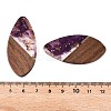 Transparent Resin and Walnut Wood Pendants RESI-T057-05H-4
