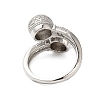 Round Brass Micro Pave Clear Cubic Zirconia Open Cuff Rings for Women RJEW-A046-10P-3