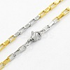Men's Casual Style Two Tone 304 Stainless Steel Box Chain Necklaces STAS-O037-56M-1