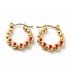 Ion Plating(IP) 304 Stainless Steel Round Beads Wrap Hoop Earrings with Enamel for Women EJEW-G293-16A-G-1