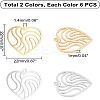 12Pcs 2 Colors 201 Stainless Steel Filigree Charms STAS-UN0029-90-4