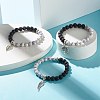 Natural Lava Rock and Synthetic Howlite Round Beads Stretch Bracelet for Men Women BJEW-JB06929-3