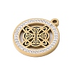 Preserved Fresh Flower 304 Stainless Steel Rhinestone Pendants STAS-S139-01G-08-2