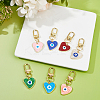 7Pcs 7 Colors Heart with Evil Eye Alloy Enamel Pendant Decorations HJEW-FH0001-74-4