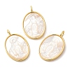 Rack Plating Brass Pave Shell Pendants KK-G488-02G-1