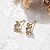 Brass Micro Pave Clear Cubic Zirconia Stud Earrings EJEW-R016-01G-02-2
