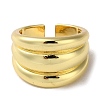 Rack Plating Brass Grooved Open Cuff Rings RJEW-K249-06G-2