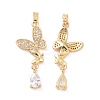 Brass Micro Pave Clear Cubic Zirconia Pendants KK-E068-VC412-1