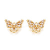 Brass Pave Clear Cubic Zirconia Links/Connector Charms KK-T077-69G-1