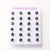 Lady's 304 Stainless Steel Pave Cubic Zirconia Star Ear Studs X-EJEW-L094-8mm-04-3