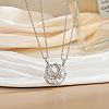 2Pcs Brass Micro Pave Clear Cubic Zirconia Magnetic Pendant Necklaces with 304 Stainless Steel Cable Chain WG04DA7-04-1