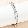 304 Stainless Steel Paperclip Chain Bracelets for Women Men BJEW-Z143-24P-3