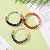 3Pcs 3 Style Natural Mixed Gemstone & Wood Round Beaded Stretch Bracelets Set for Woman BJEW-JB09081-5