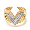 Rack Plating Brass Micro Pave Cubic Zirconia Open Cuff Rings for Women RJEW-M022-13G-2