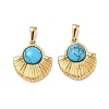 304 Stainless Steel with Synthetic Turquoise Pendants STAS-L309-21G-G-1