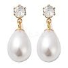 Teardrop with Flat Round 304 Stainless Steel Clear Cubic Zirconia Dangle Stud Earrings EJEW-F366-01G-02-2