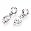 Platinum Rack Plating Alloy Rhinestone European Dangle Charms PALLOY-T048-36P-G-2