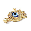 Lampwork Evil Eye Pendants with Colorful Cubic Zirconia ZIRC-L102-14G-03-4