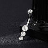 304 Stainless Steel Clear Cubic Zirconia Curved Barbell Belly Button Rings AJEW-D306-03P-05-1