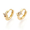 Star Brass Micro Pave Clear Cubic Zirconia Hoop Earrings EJEW-N063-03G-01-1