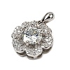 925 Sterling Silver  Moissanite Rhinestone Flower Charms STER-D308-01A-P-2