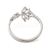 Non-Tarnish 304 Stainless Steel Hollow Lotus Adjustable Ring for Women RJEW-M149-32P-2