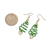 2 Pairs 2 Colors Christma Tree Electroplated Synthetic Non-magnetic Hematite & Aluminum Wire Dangle Earrings EJEW-JE05908-3