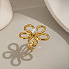 European Style 304 Stainless Steel Hollow Flower Cuff Rings for Women ST2158-2-2