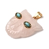 Natural Rose Quartz & Synthetic Turquoise Pendants G-Z090-02G-09-2