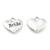 Wedding Theme Antique Silver Tone Tibetan Style Heart with Bride Rhinestone Charms TIBEP-N005-12E-1