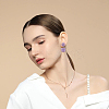 4 Pairs 4 Colors Raffia Grass Braided Round Dangle Stud Earrings with Iron Pins for Women EJEW-FI0002-27-7