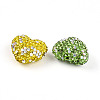Heart Shaped Polymer Clay Rhinestone Beads PORC-N010-01-2