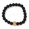 2Pcs Natural Lava Rock Beads Stretch Bracelets for Men Women BJEW-JB12040-3