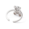 Bear Cubic Zirconia Cuff Ring RJEW-M146-03F-2