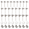 90Pcs 3 Size 202 Stainless Steel Ball Stud Earring Findings STAS-TA0002-22-2
