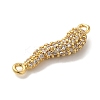 Rack Plating Brass Micro Pave Clear Cubic Zirconia Horn of Plenty/Italian Horn Cornicello Connector Charms KK-A229-04G-2