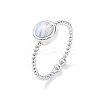 Natural Blue Lace Agate Cuff Rings RJEW-E074-01P-05-2