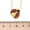 304 Stainless Steel Dark Red Enamel Ladybug Pendant Cable Chain Necklaces for Women NJEW-U032-07G-01-5