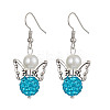 5 Pairs 5 Color Polymer Clay Rhinestone & Glass Pearl Beaded Dangle Earrings EJEW-JE05444-S-3