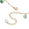 Dyed Natural Banded Agate Round & 304 Stainless Steel Shell Shape Tassel Anklets for Women AJEW-AN00702-01-5