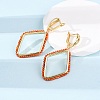 Rack Plating Brass Cubic Zirconia Rhombus Hoop Earrings EJEW-L303-02G-4