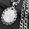 Oval with Virgin Pattern 201 Stainless Steel Pendant Necklaces for Men Women LS-NJEW-K283-22P-1