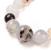Natural Dendritic Agate Round Beads Bracelets & Necklaces Sets SJEW-L132-26-2