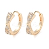 Brass Micro Pave Clear Cubic Zirconia Hoop Earrings LS-EJEW-S234-03G-1